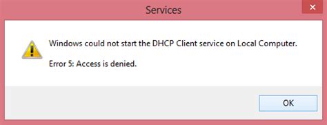 dhcp client service error 5